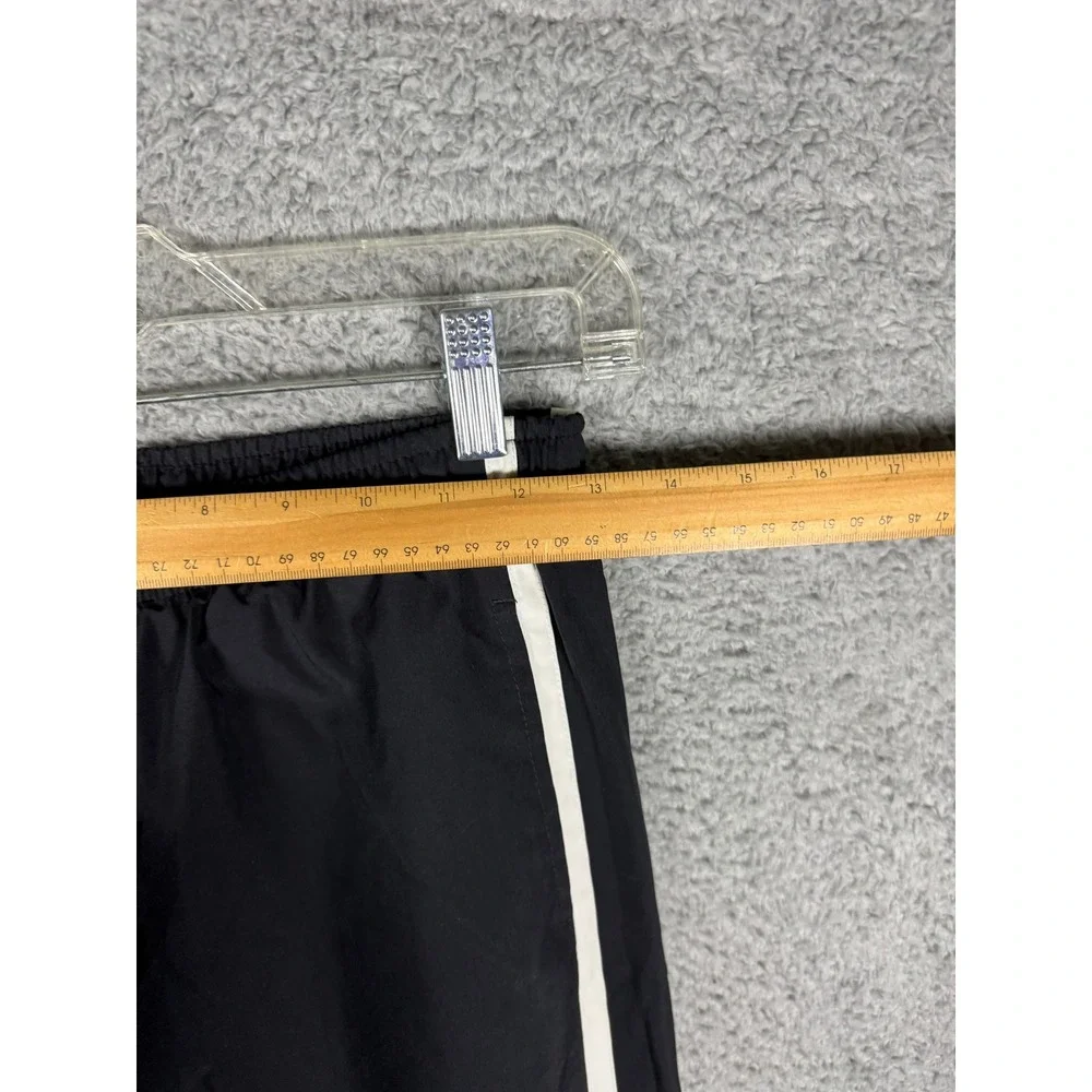 Y2K Nike Kids Track Pants Black White Side Stripe Jersey Lined Ankle Zip M 10-12